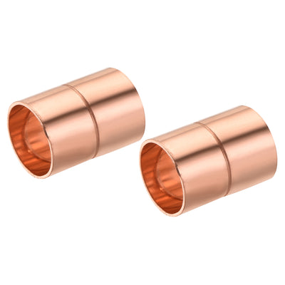 Harfington Straight Copper Coupling Fittings, 5/8 Inch ID Welding Joint for HVAC Air Conditioner, with Rolled Tube Stop Sweat Ends, Pack of 2