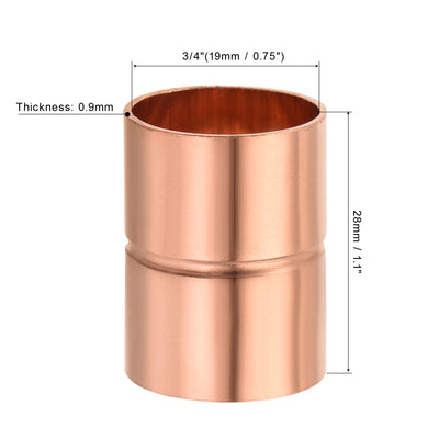 Harfington Straight Copper Coupling Fittings, 3/4 Inch ID Welding Joint for HVAC Air Conditioner, Pack of 2