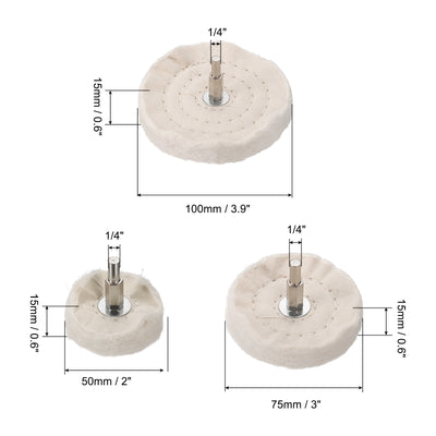 Harfington Uxcell Cotton Buffing Wheel Set 7in1 Cone/Cylindrical/Mushroom Shape with 1/4" Shank Polishing Wheel for Rotary Tool