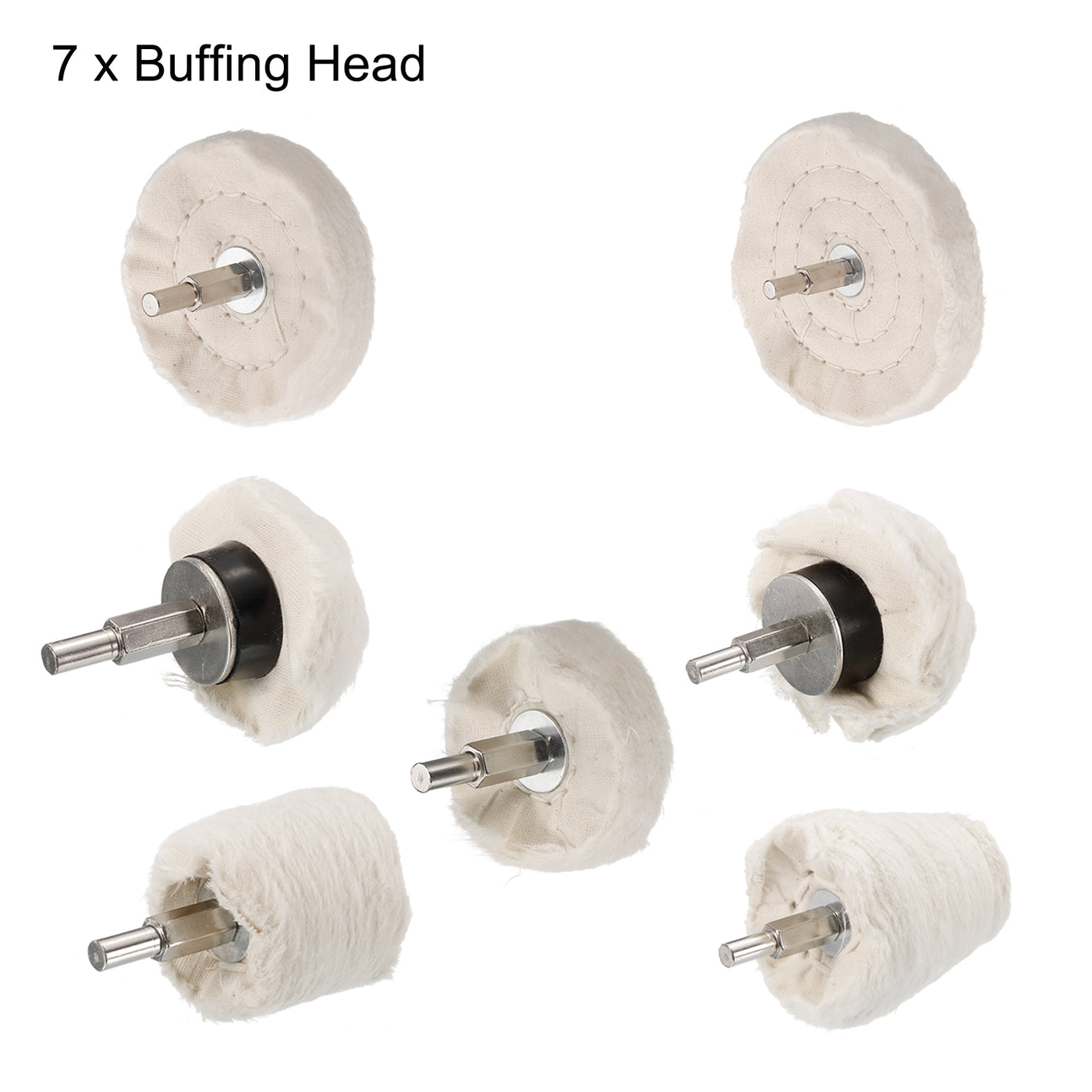 uxcell Uxcell Cotton Buffing Wheel Set 7in1 Cone/Cylindrical/Mushroom Shape with 1/4" Shank Polishing Wheel for Rotary Tool