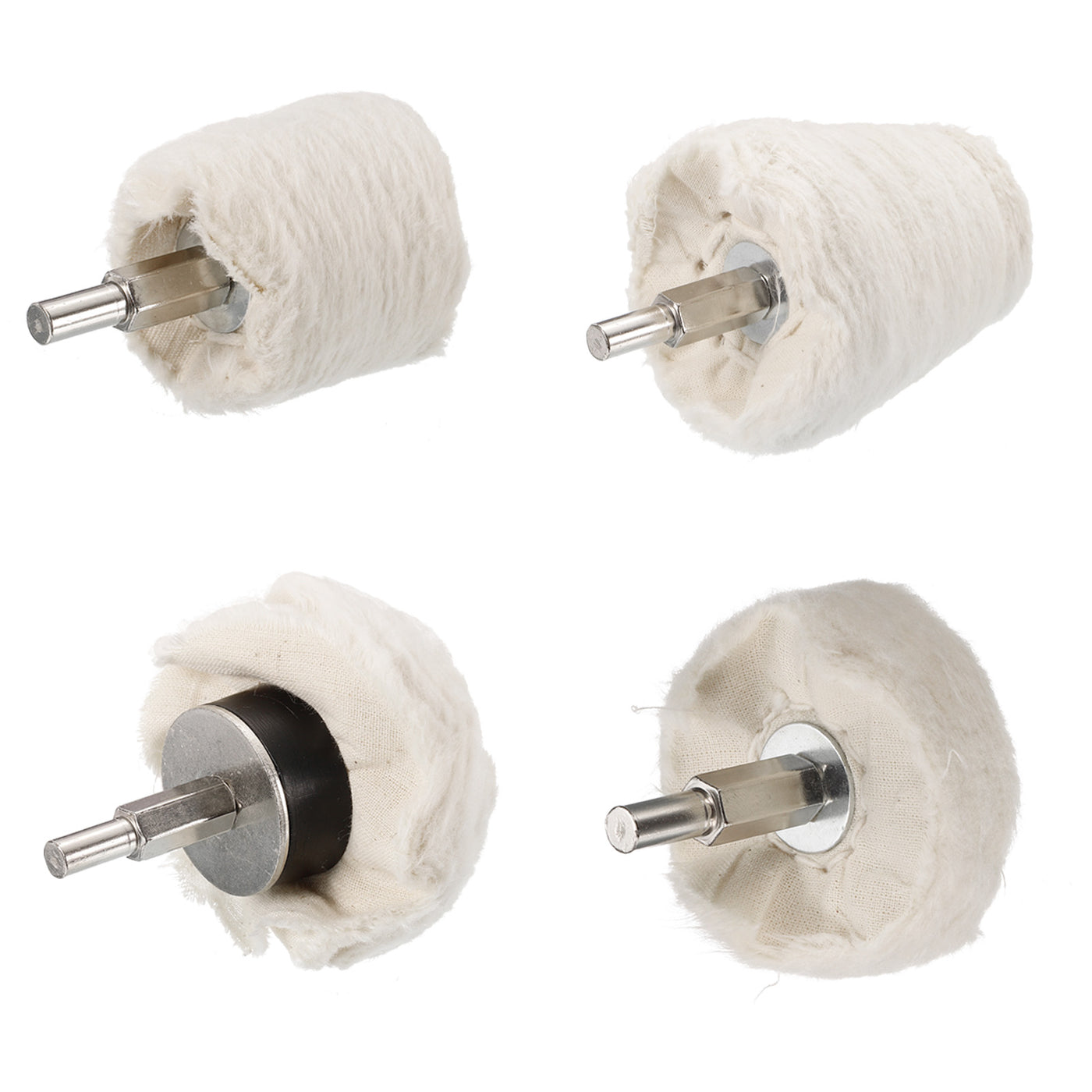 uxcell Uxcell Cotton Buffing Wheel Set 4in1 Cone/Cylindrical/Mushroom Shape with 1/4" Shank Polishing Wheel for Rotary Tool