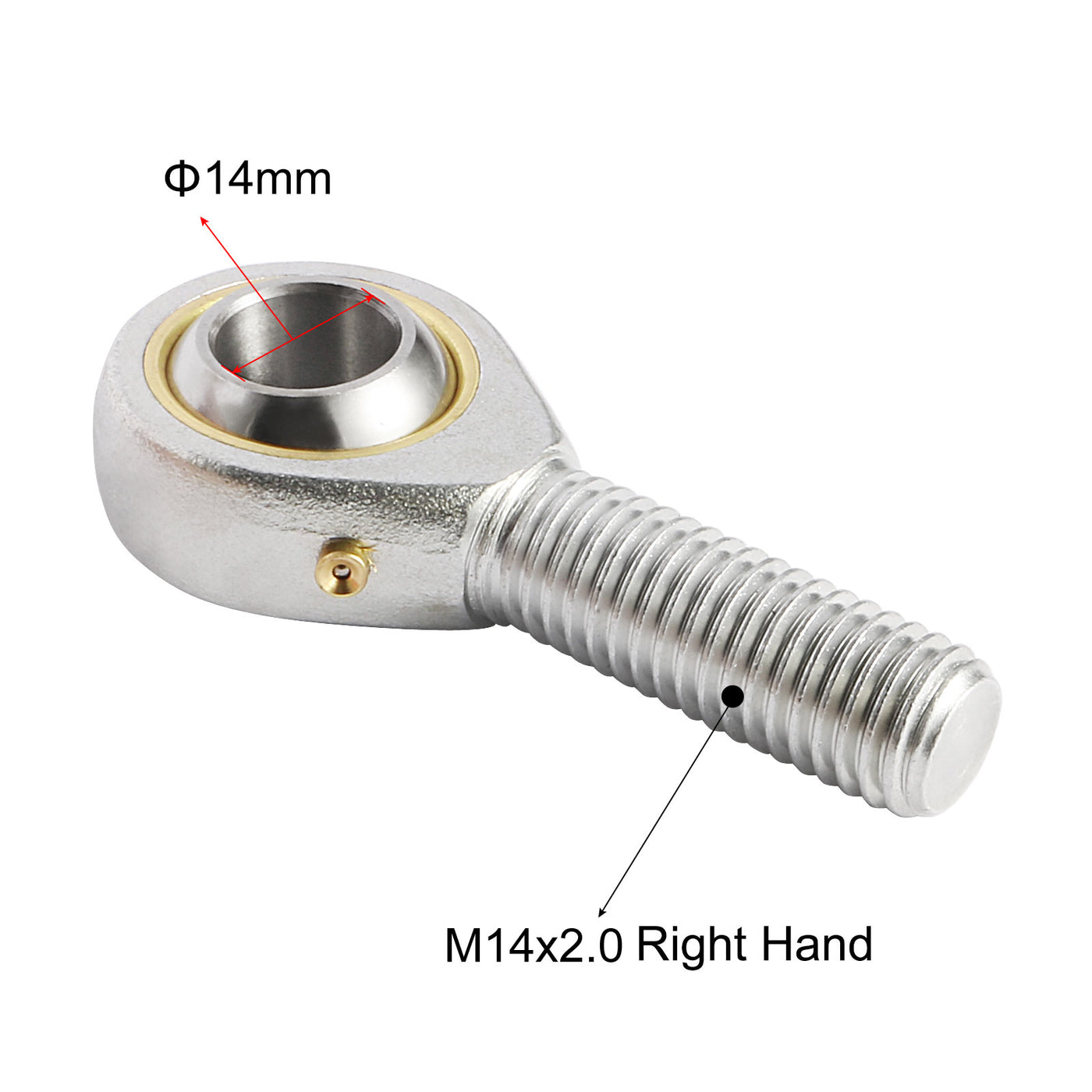 uxcell Uxcell POS14 Rod End Bearing 14mm Bore Self-lubricated M14x2.0 Right Hand Male Thread