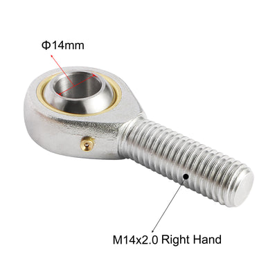 Harfington Uxcell POS14 Rod End Bearing 14mm Bore Self-lubricated M14x2.0 Right Hand Male Thread