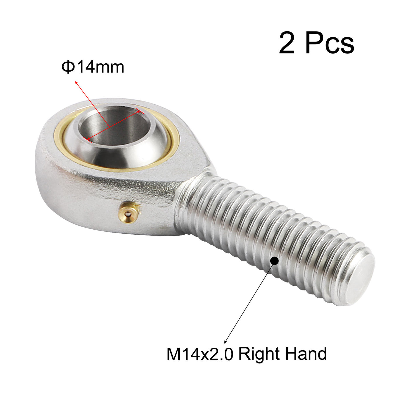 uxcell Uxcell 2pcs POS14 Rod End Bearing 14mm Bore Self-lubricated M14 Right Hand Male Thread