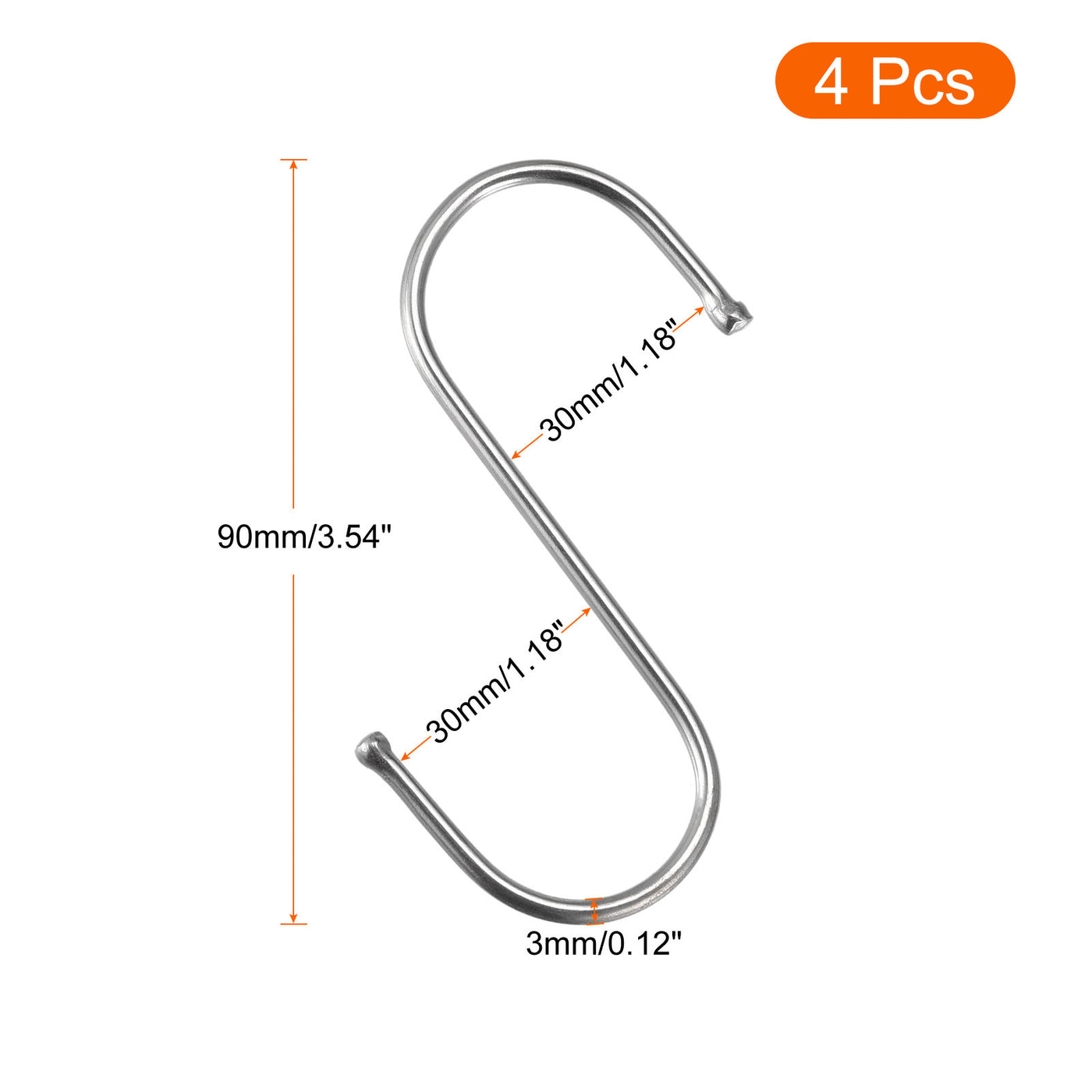 uxcell Uxcell S Hooks Stainless Steel Hanger for Hanging Kitchenware, Bathroom Supplies, Apparel