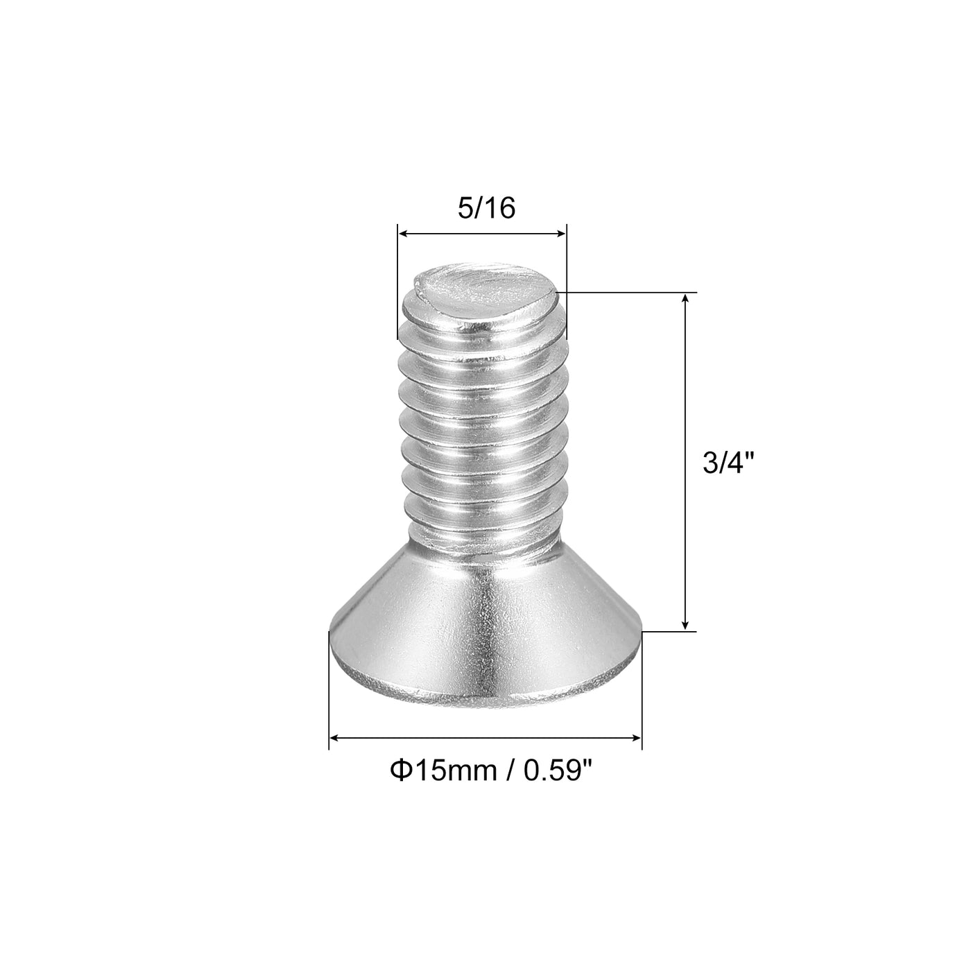 uxcell Uxcell 5/16-18x3/4" Flat Head Machine Screws Phillips 304 Stainless Steel Bolts 20pcs