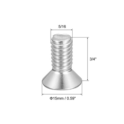 Harfington Uxcell 5/16-18x3/4" Flat Head Machine Screws Phillips 304 Stainless Steel Bolts 20pcs