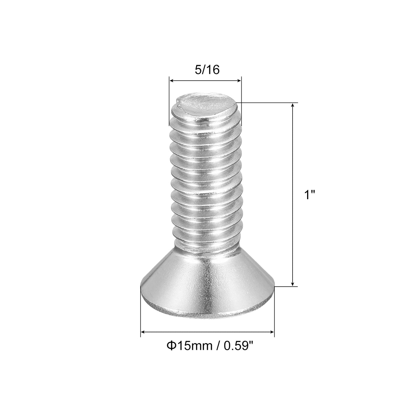 uxcell Uxcell 5/16-18x1" Flat Head Machine Screws Phillips 304 Stainless Steel Bolts 20pcs