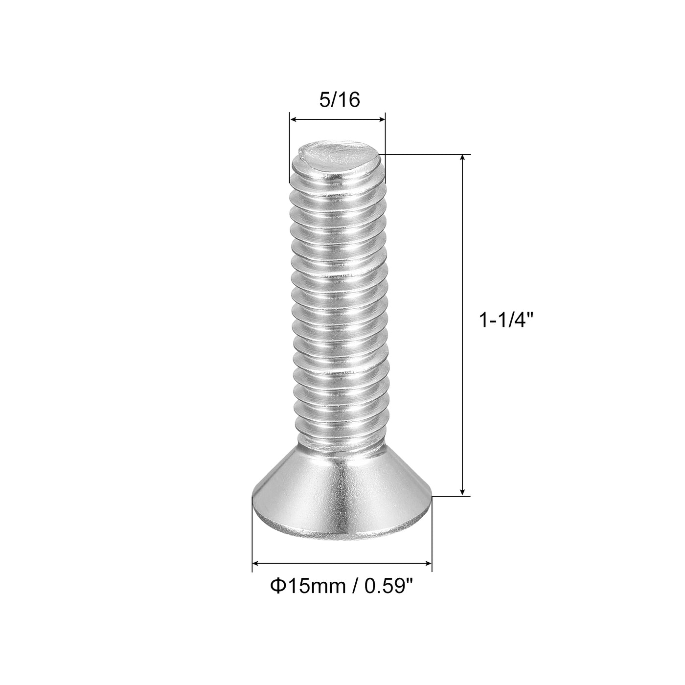 uxcell Uxcell 10Stk 5/16-18x1-1/4" Flach Maschinenschrauben Kreuzschlitz 304 Edelstahl Bolzen