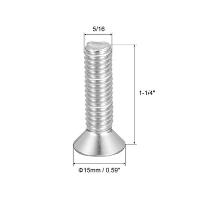 Harfington Uxcell 10Stk 5/16-18x1-1/4" Flach Maschinenschrauben Kreuzschlitz 304 Edelstahl Bolzen