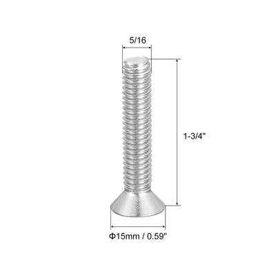 Harfington Uxcell 5/16-18x1-3/4" Flat Head Machine Screws Phillips 304 Stainless Steel Bolts 10pcs