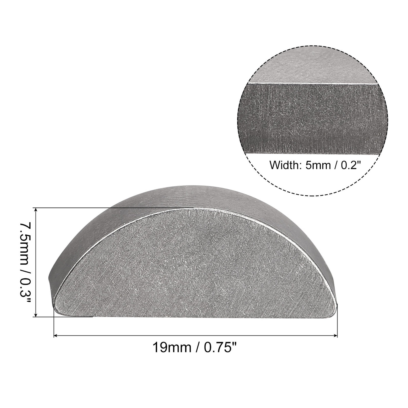 uxcell Uxcell Woodruff Keys, 10pcs Steel 5mm Width x 7.5mm Height x 19mm Diameter