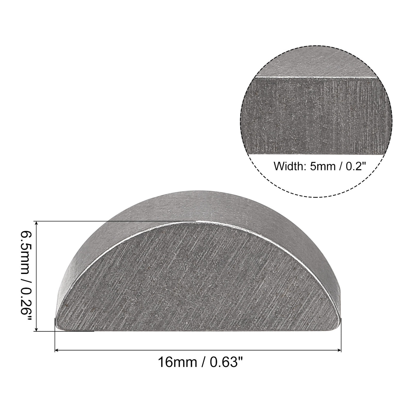 uxcell Uxcell Woodruff Keys, 10pcs Steel 5mm Width x 6.5mm Height x 16mm Diameter