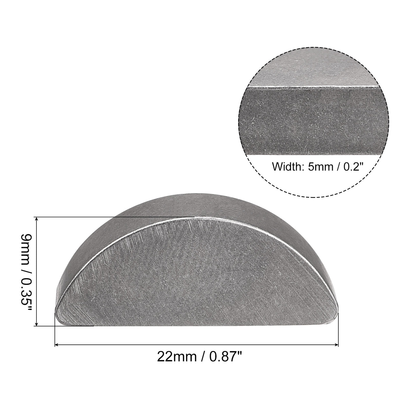 uxcell Uxcell Woodruff Keys, 10pcs Steel 5mm Width x 9mm Height x 22mm Diameter