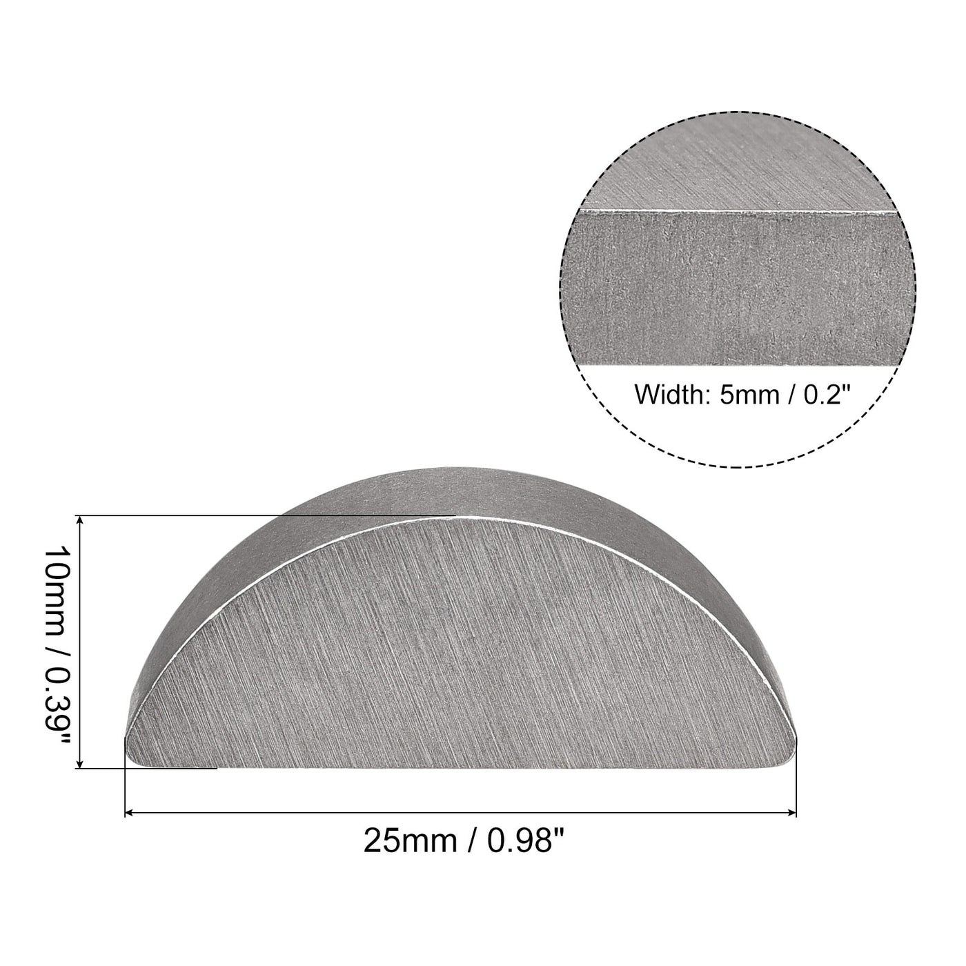 uxcell Uxcell Woodruff Keys, 10pcs Steel 5mm Width x 10mm Height x 25mm Diameter