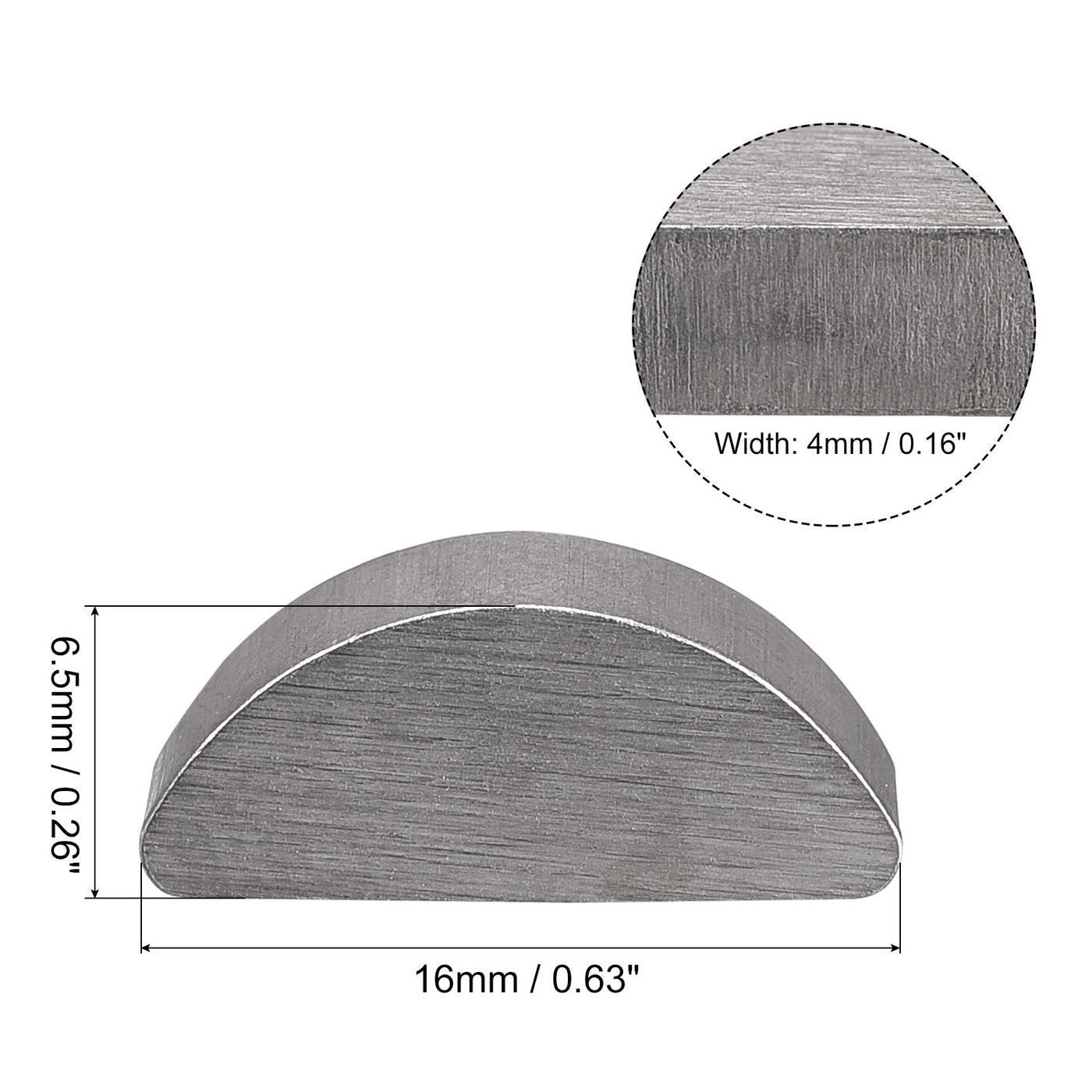 uxcell Uxcell Woodruff Keys, 10pcs Steel 4mm Width x 6.5mm Height x 16mm Diameter