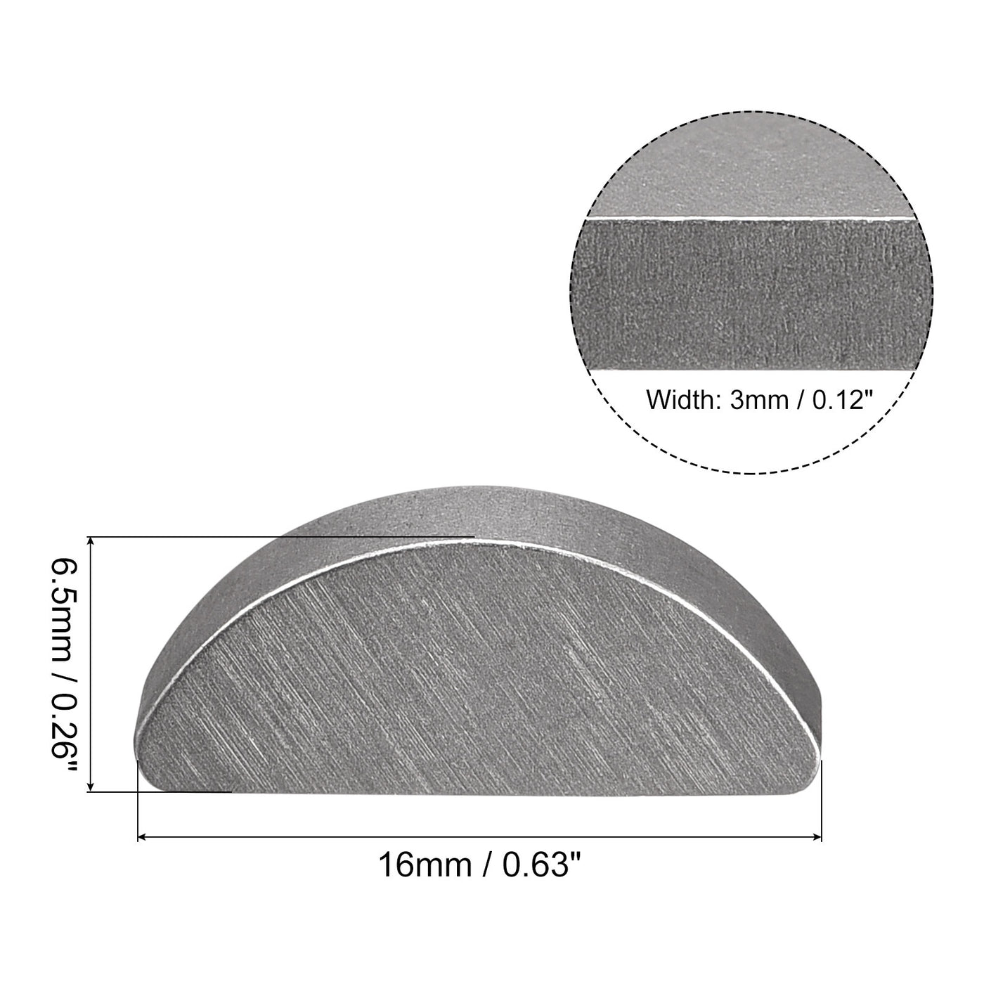 uxcell Uxcell Woodruff Keys, 10pcs Steel 3mm Width x 6.5mm Height x 16mm Diameter