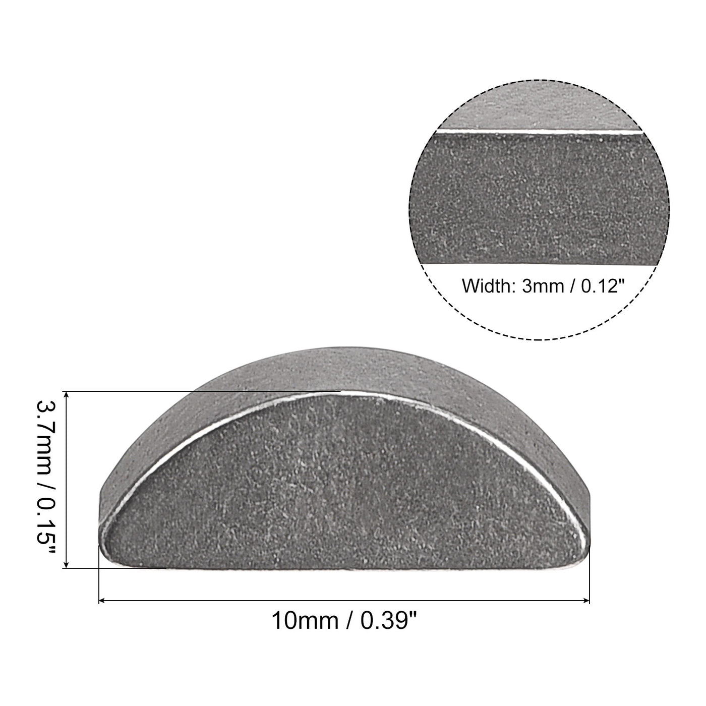 uxcell Uxcell Woodruff Keys, 10pcs Steel 3mm Width x 3.7mm Height x 10mm Diameter