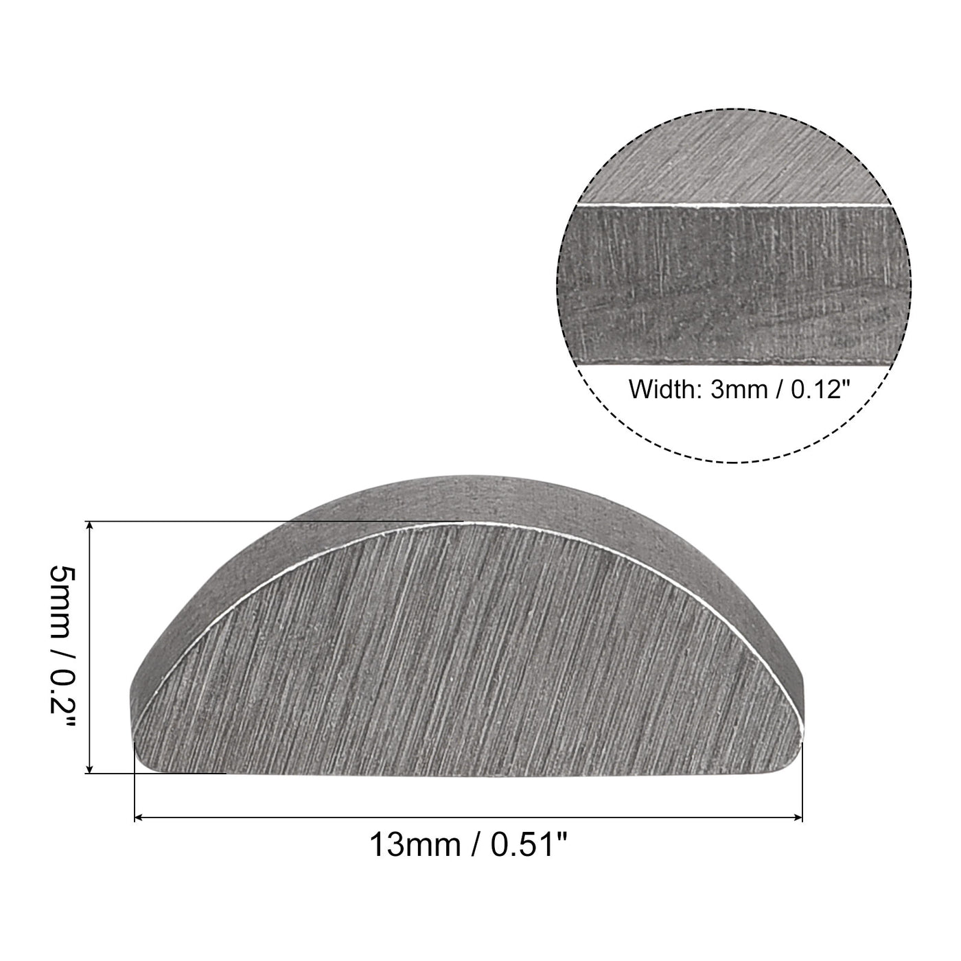 uxcell Uxcell Woodruff Keys, 10pcs Steel 3mm Width x 5mm Height x 13mm Diameter