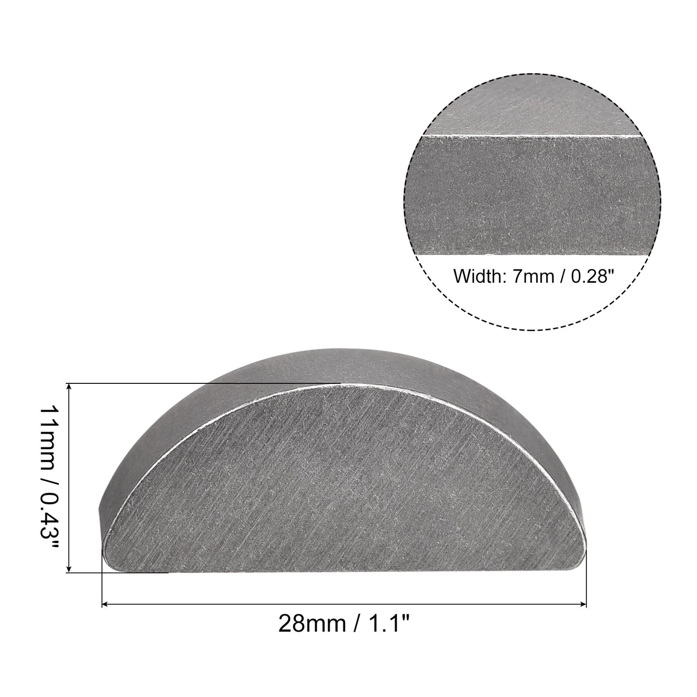 uxcell Uxcell Woodruff Keys, 10pcs Steel 7mm Width x 11mm Height x 28mm Diameter