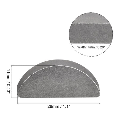 Harfington Uxcell Woodruff Keys, 10pcs Steel 7mm Width x 11mm Height x 28mm Diameter