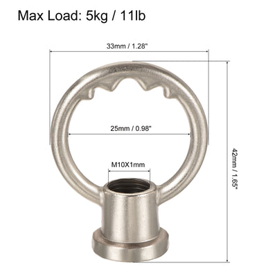 Harfington 3 Stück Ösenmutter 5 kg max. Belastung M10 Gewinde Ringform Weibliche Schlaufe für Hängelampe Kronleuchter Nickelfarbe