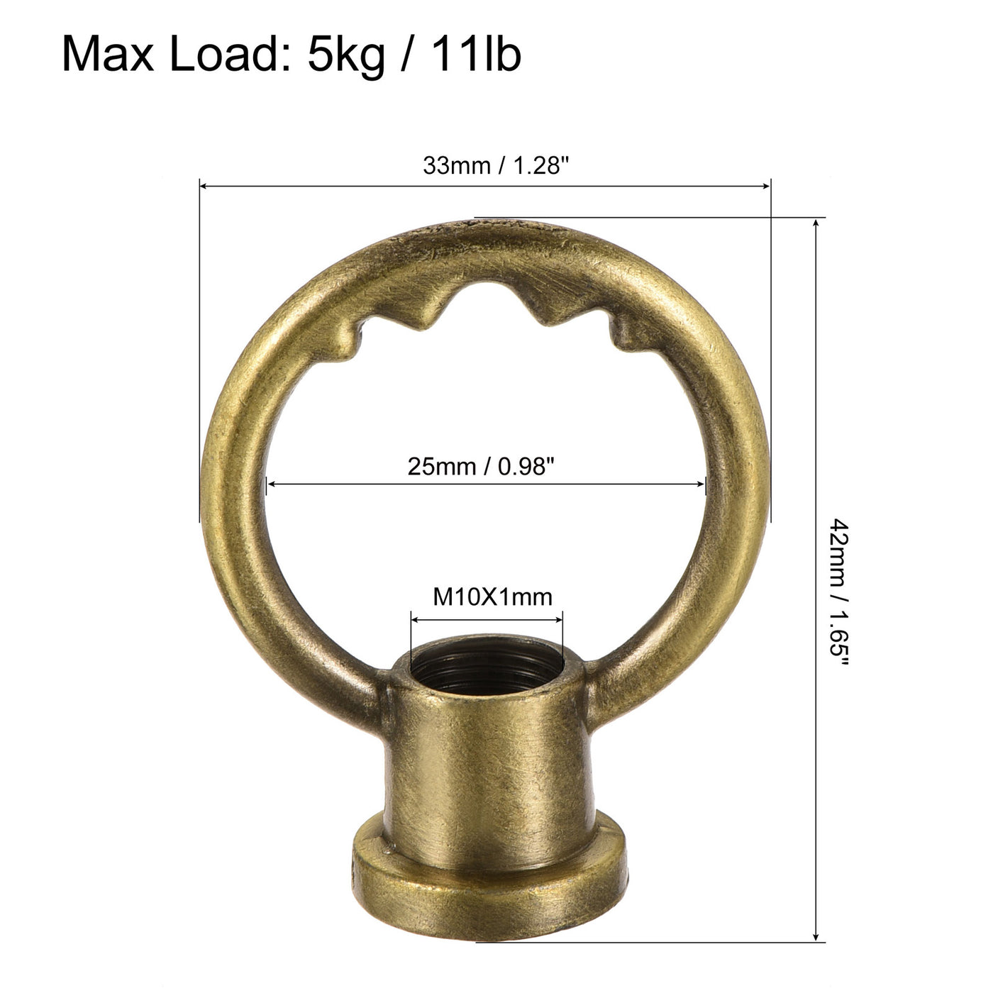 Harfington Eye Nut 5kg Max Load M10 Thread Ring Shape Female Loop for Hanging Lamp Chandelier, Bronze Pack of 3