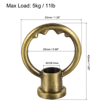 Harfington Eye Nut 5kg Max Load M10 Thread Ring Shape Female Loop for Hanging Lamp Chandelier, Bronze Pack of 3