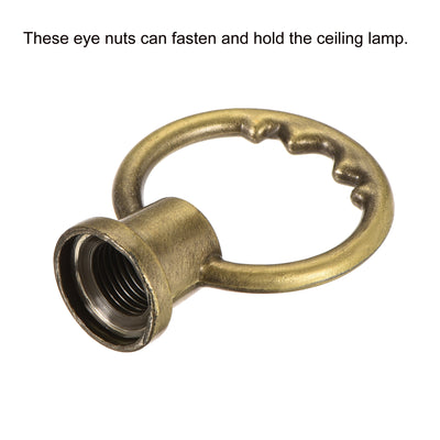 Harfington Eye Nut 5kg Max Load M10 Thread Ring Shape Female Loop for Hanging Lamp Chandelier, Bronze Pack of 3