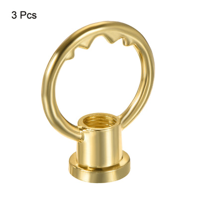 Harfington Eye Nut 5kg Max Load M10 Thread Ring Shape Female Loop for Hanging Lamp Chandelier, Brass Tone Pack of 3