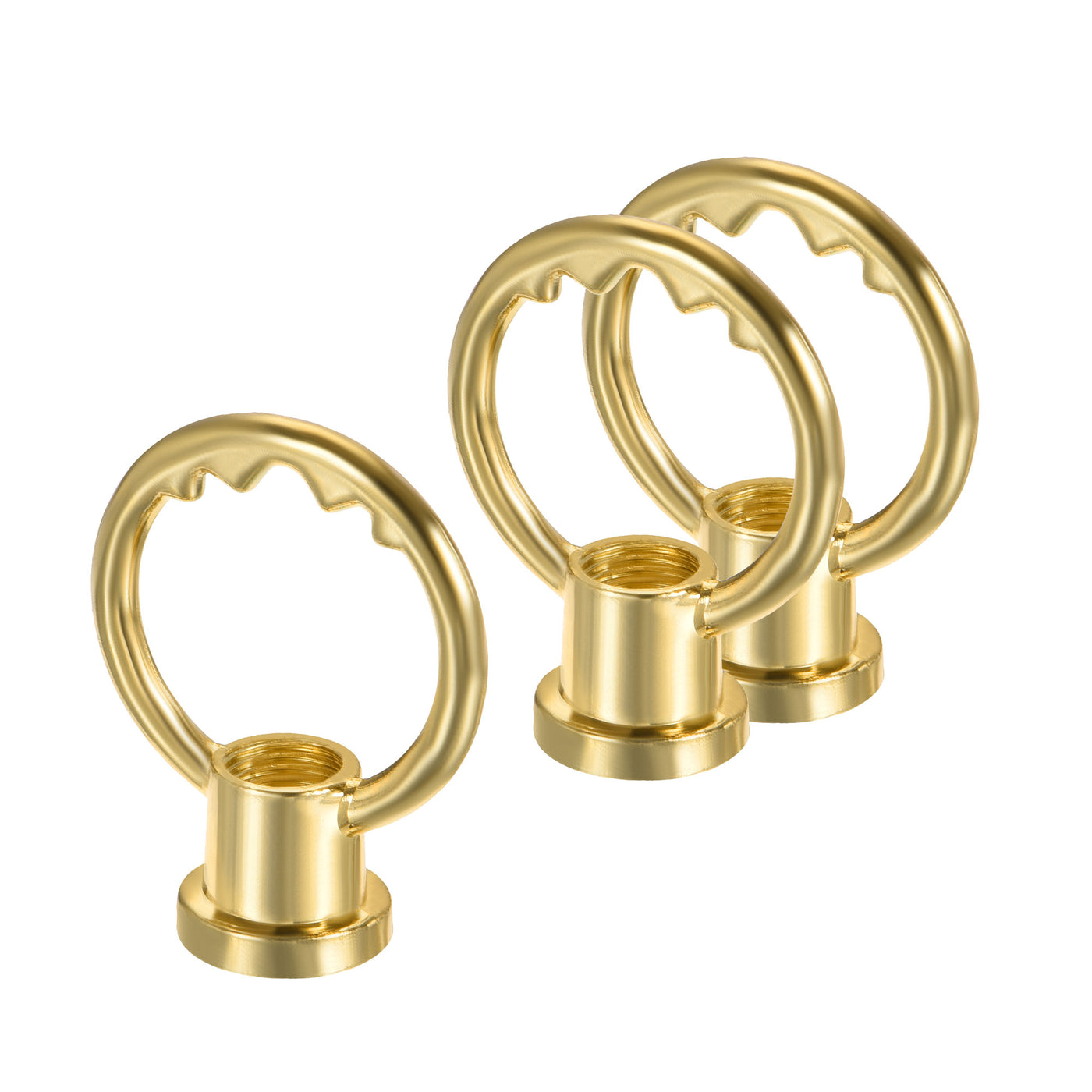 Harfington Eye Nut 5kg Max Load M10 Thread Ring Shape Female Loop for Hanging Lamp Chandelier, Brass Tone Pack of 3