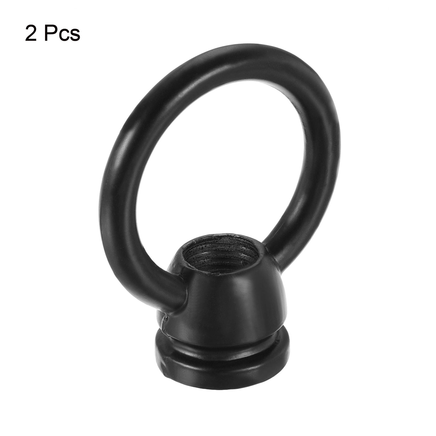 Harfington Eye Nut 15kg Max Load 36x43mm M10 Thread Ring Shape Female Loop for Hanging Lamp Chandelier, Black Pack of 2