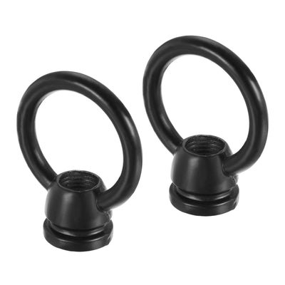 Harfington Eye Nut 15kg Max Load 36x43mm M10 Thread Ring Shape Female Loop for Hanging Lamp Chandelier, Black Pack of 2