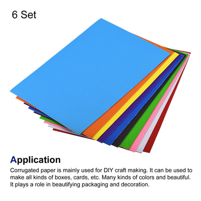 Harfington Corrugated Paper Sheets 60pcs 11.8-inch x 7.87-inch Colorful Cardboard