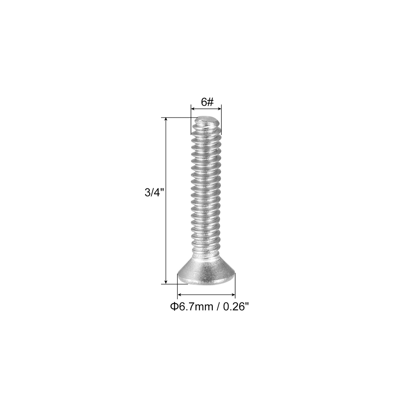 uxcell Uxcell 150Stk 6# 32x3/4" Flach Maschinenschrauben Kreuzschlitz 304 Edelstahl Bolzen