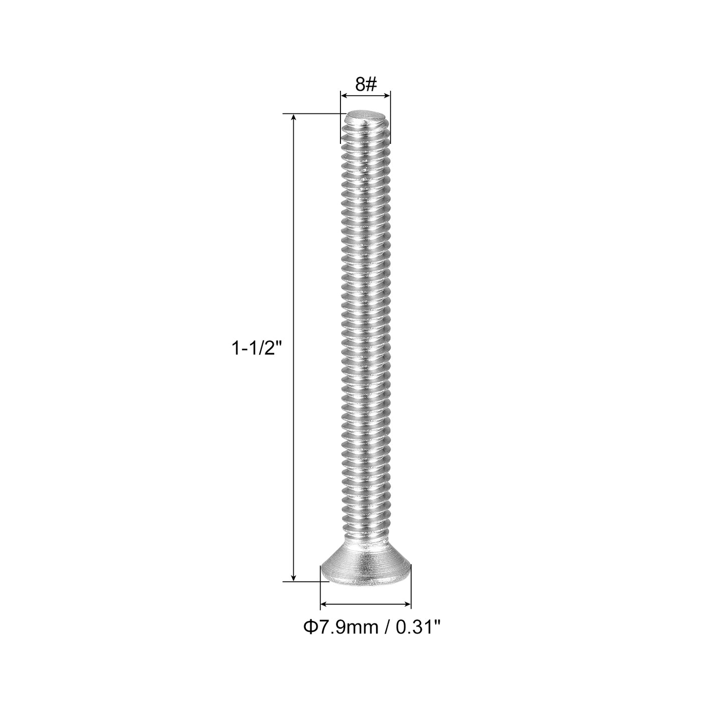 uxcell Uxcell 8#-32x1-1/2" Flat Head Machine Screws Phillips 304 Stainless Steel Bolts 25pcs