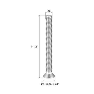 Harfington Uxcell 8#-32x1-1/2" Flat Head Machine Screws Phillips 304 Stainless Steel Bolts 25pcs