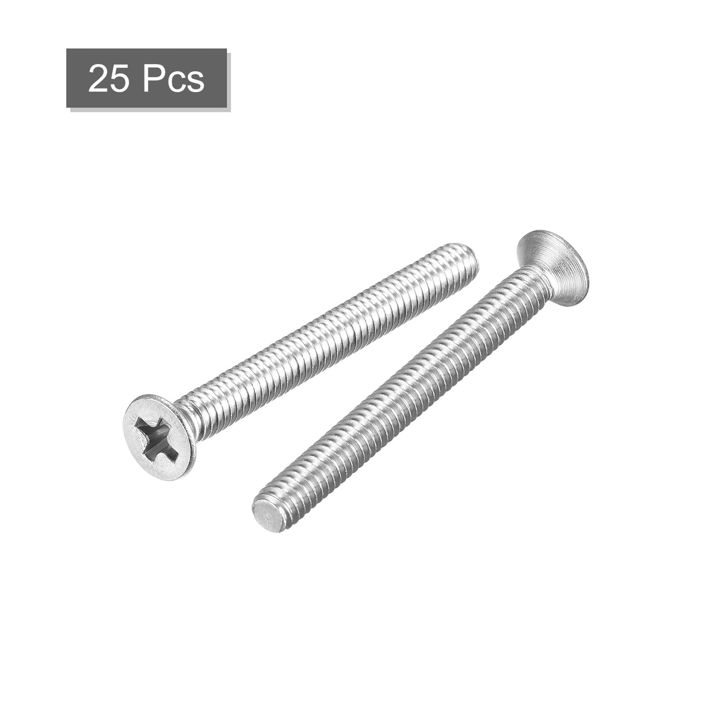 uxcell Uxcell 8#-32x1-1/2" Flat Head Machine Screws Phillips 304 Stainless Steel Bolts 25pcs