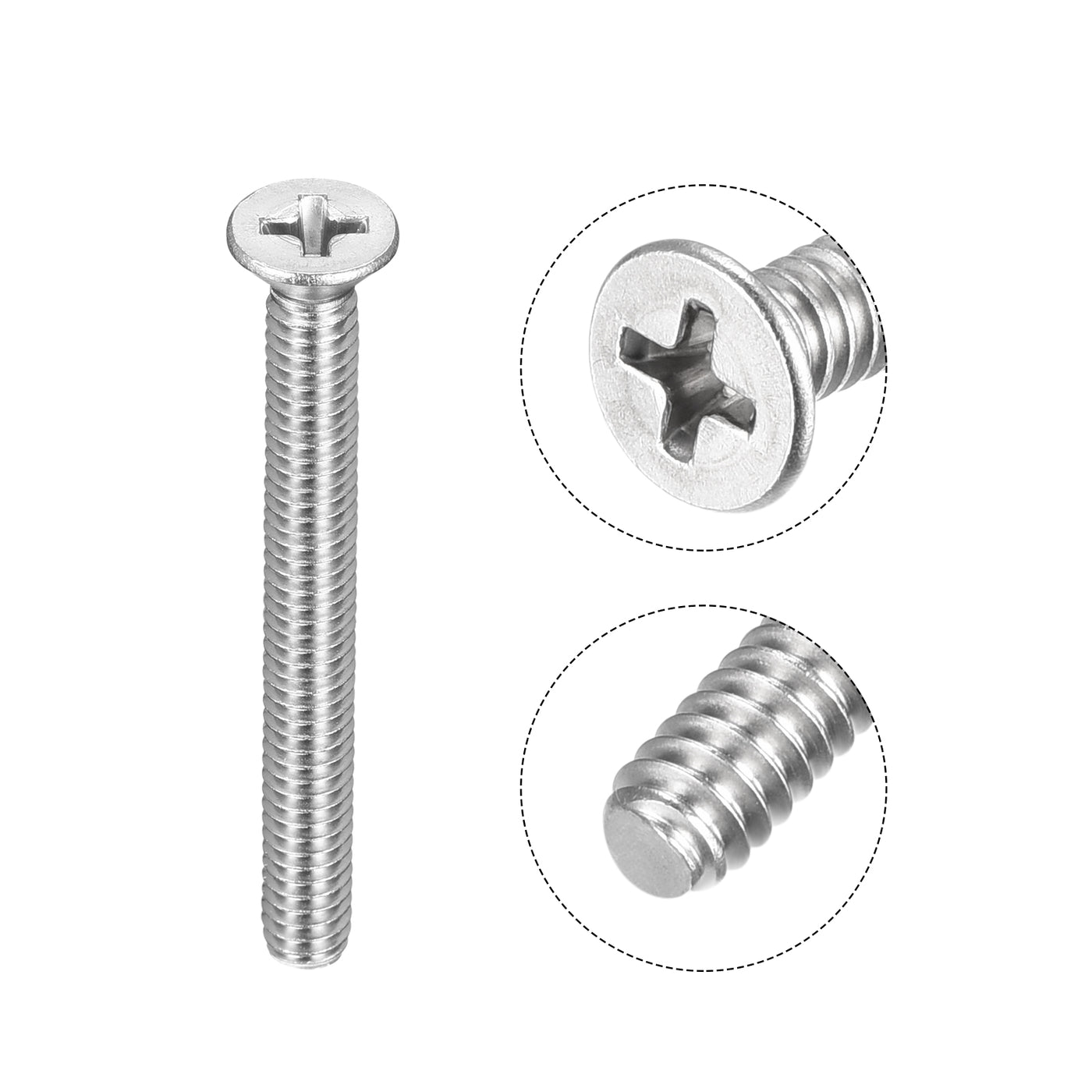 uxcell Uxcell 8#-32x1-1/2" Flat Head Machine Screws Phillips 304 Stainless Steel Bolts 25pcs