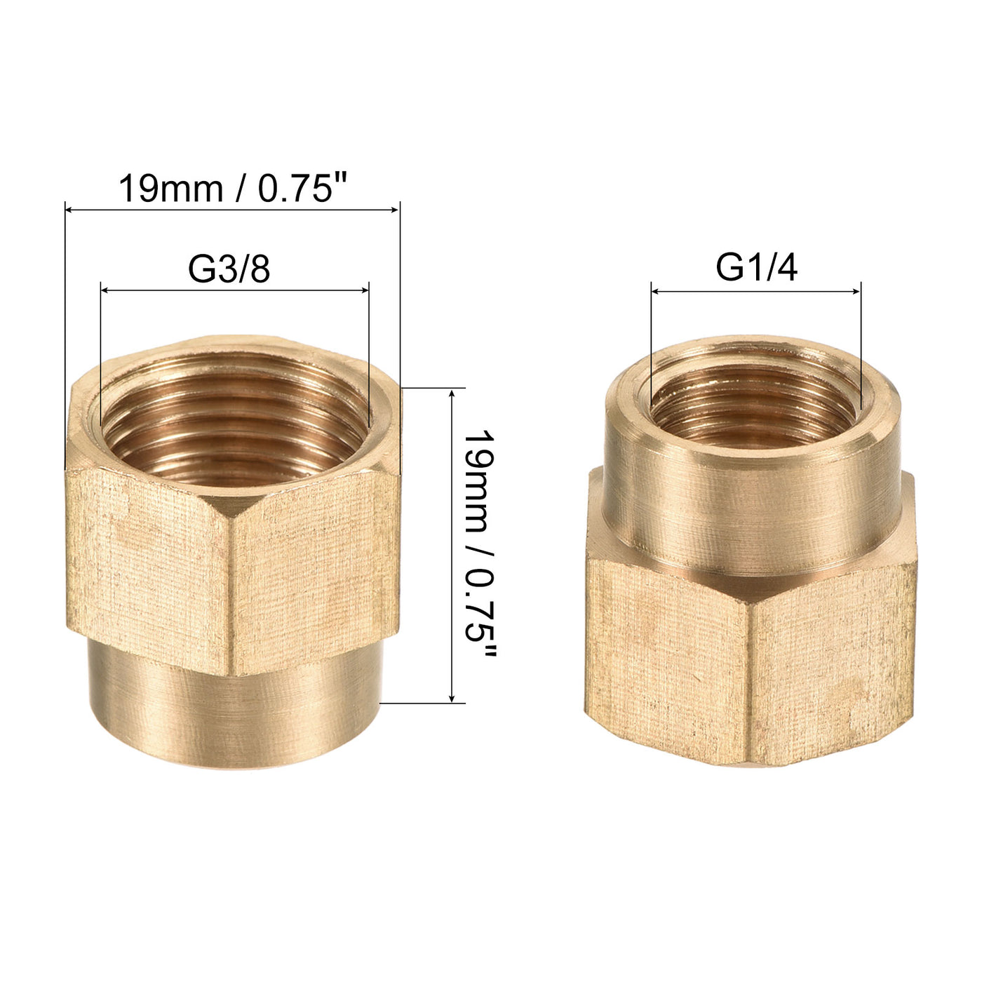 Harfington Messing Rohr Fitting G3/8xG1/4 Innengewinde Sechskant Kupplung Anschluss Adapter