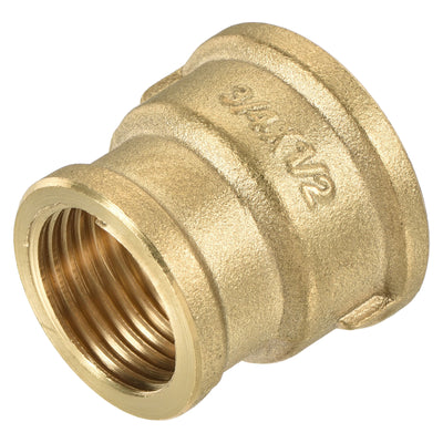 Harfington Brass Reducer Pipe Fitting G3/4 x G1/2 Female Threaded Coupling Connector Adapter