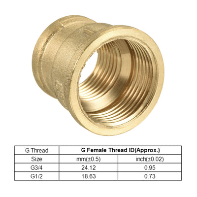 Harfington Brass Reducer Pipe Fitting G3/4 x G1/2 Female Threaded Coupling Connector Adapter, Pack of 2