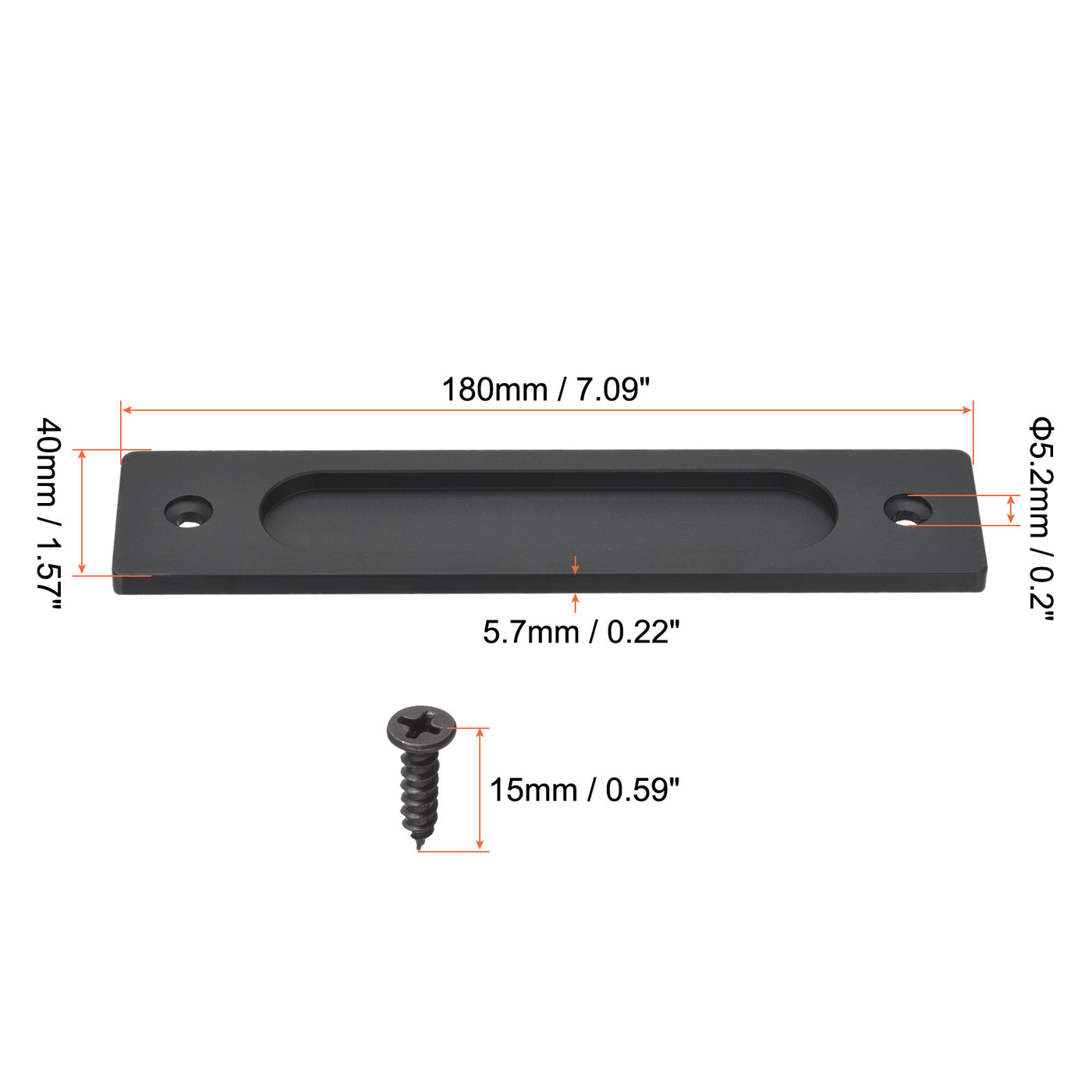 uxcell Uxcell Finger Flush Pull Handle 180x40x5.7mm Rectangle for Drawer Door Black