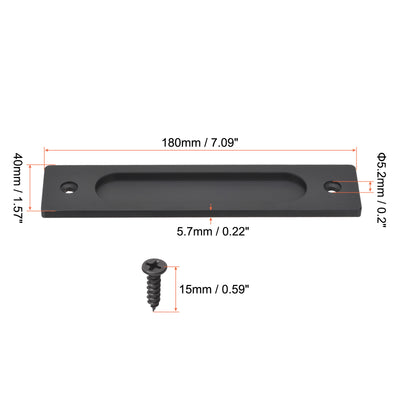 Harfington Uxcell Finger Flush Pull Handle 180x40x5.7mm Rectangle for Drawer Door Black