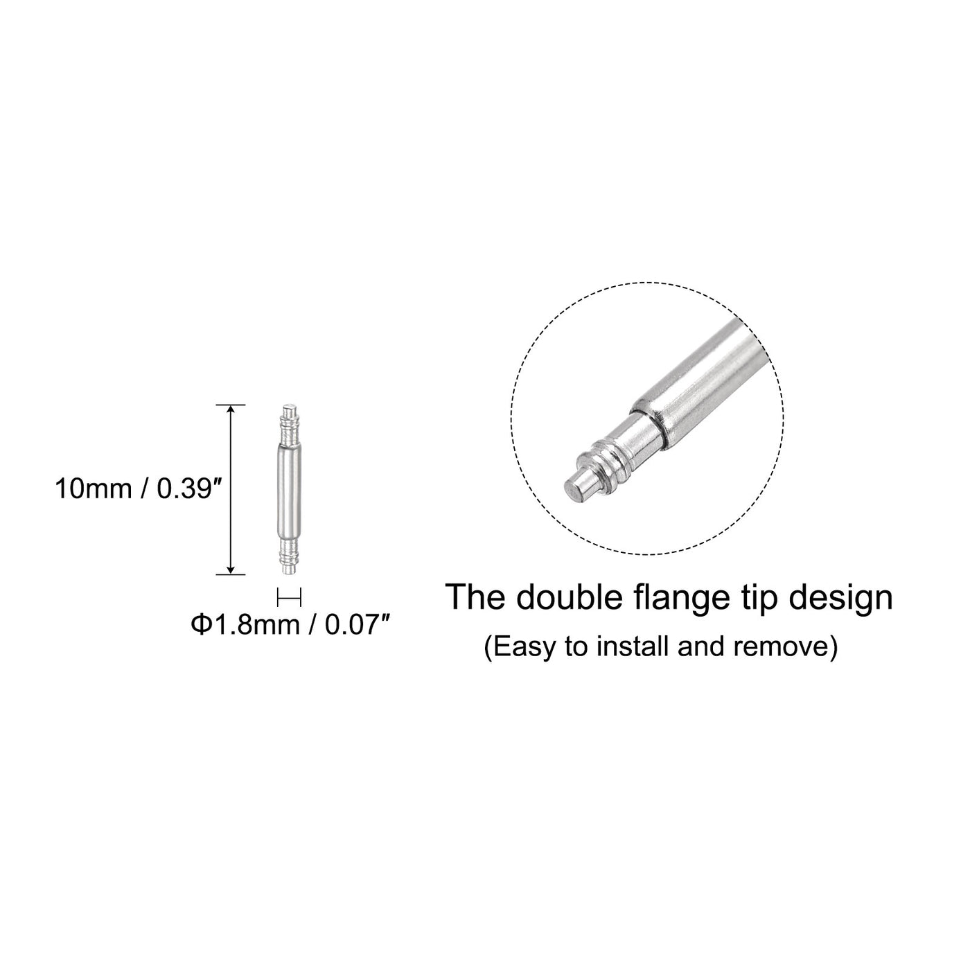 uxcell Uxcell Stainless Steel 10mm Watch Spring Bars 4Pcs with Dia 1.8mm Spring Bar Removal