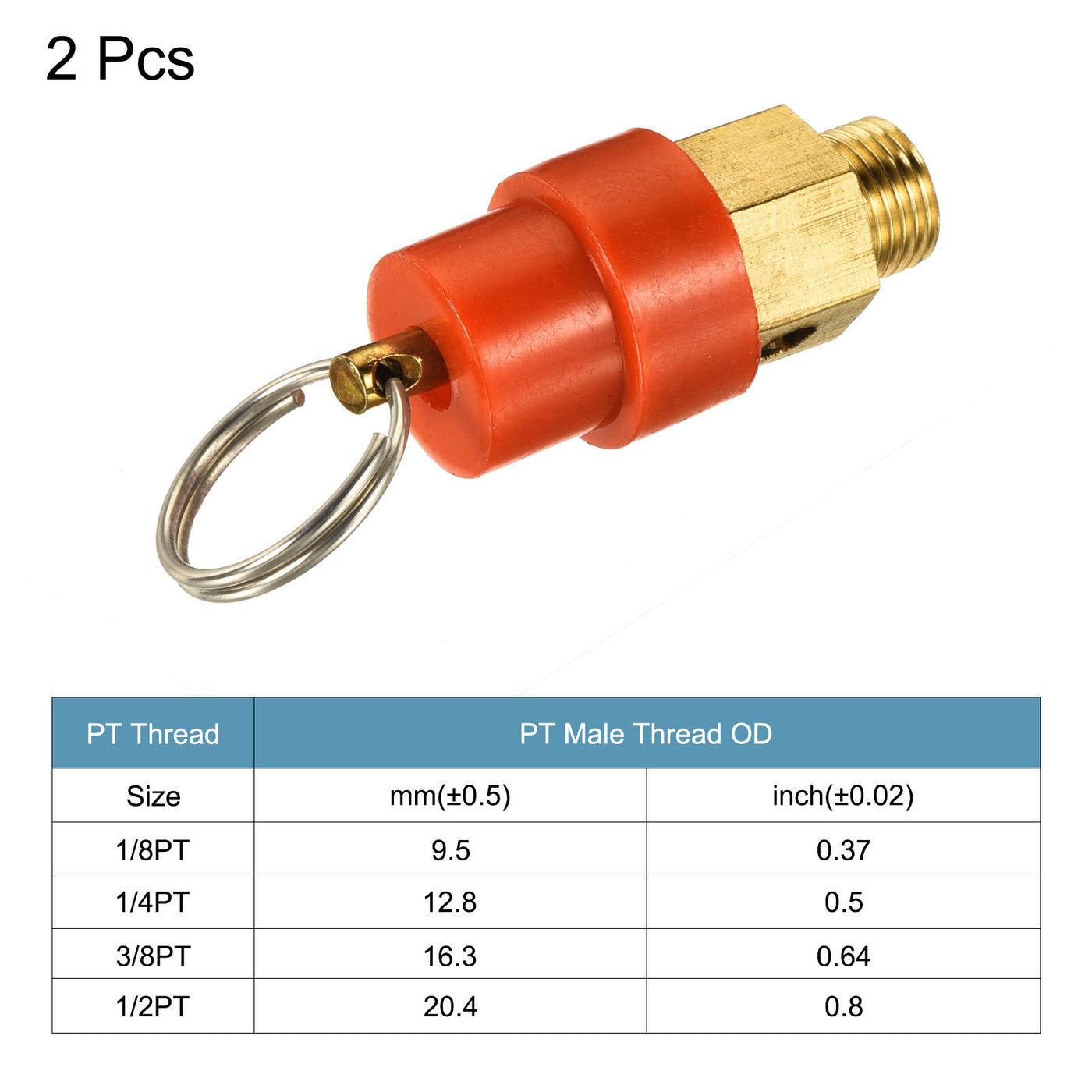 uxcell Uxcell Luftkompressor Druckablass 1/8PT Außengewinde 150 PSISet Druck Hut Rot 2Pack