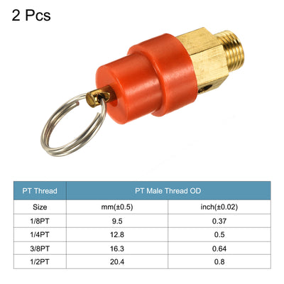 Harfington Uxcell Luftkompressor Druckablass 1/8PT Außengewinde 150 PSISet Druck Hut Rot 2Pack