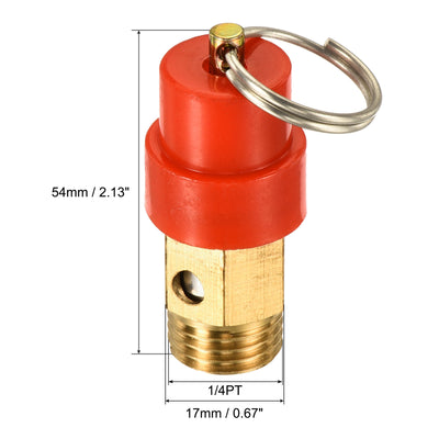 Harfington Uxcell Luftkompressor Druckablass 1/4PT Außengewinde 150 PSISet Druck Hut Rot 2Pack