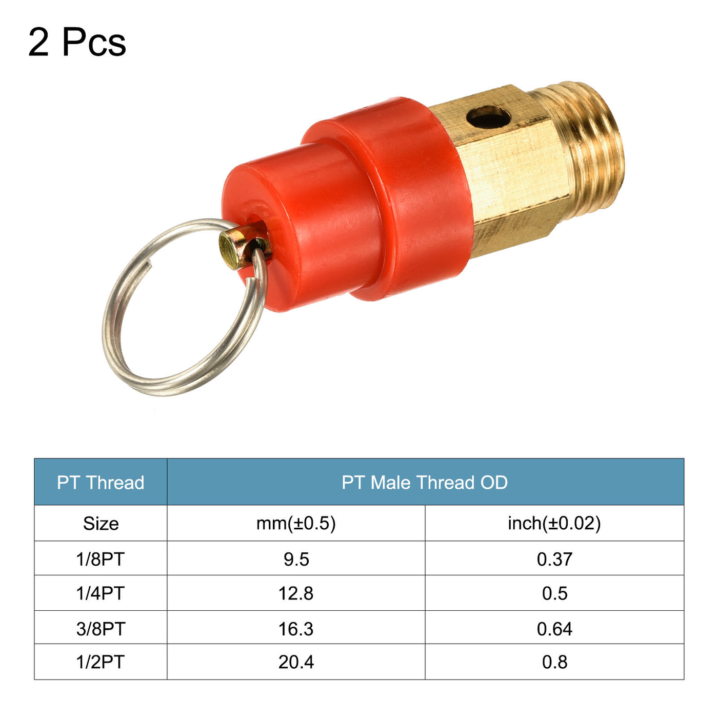 uxcell Uxcell Luftkompressor Druckablass 1/4PT Außengewinde 150 PSISet Druck Hut Rot 2Pack