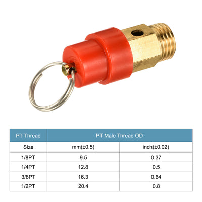 Harfington Uxcell Luftkompressor Druckablass 1/4PT Außengewinde 225 PSISet Druck Hut Rot